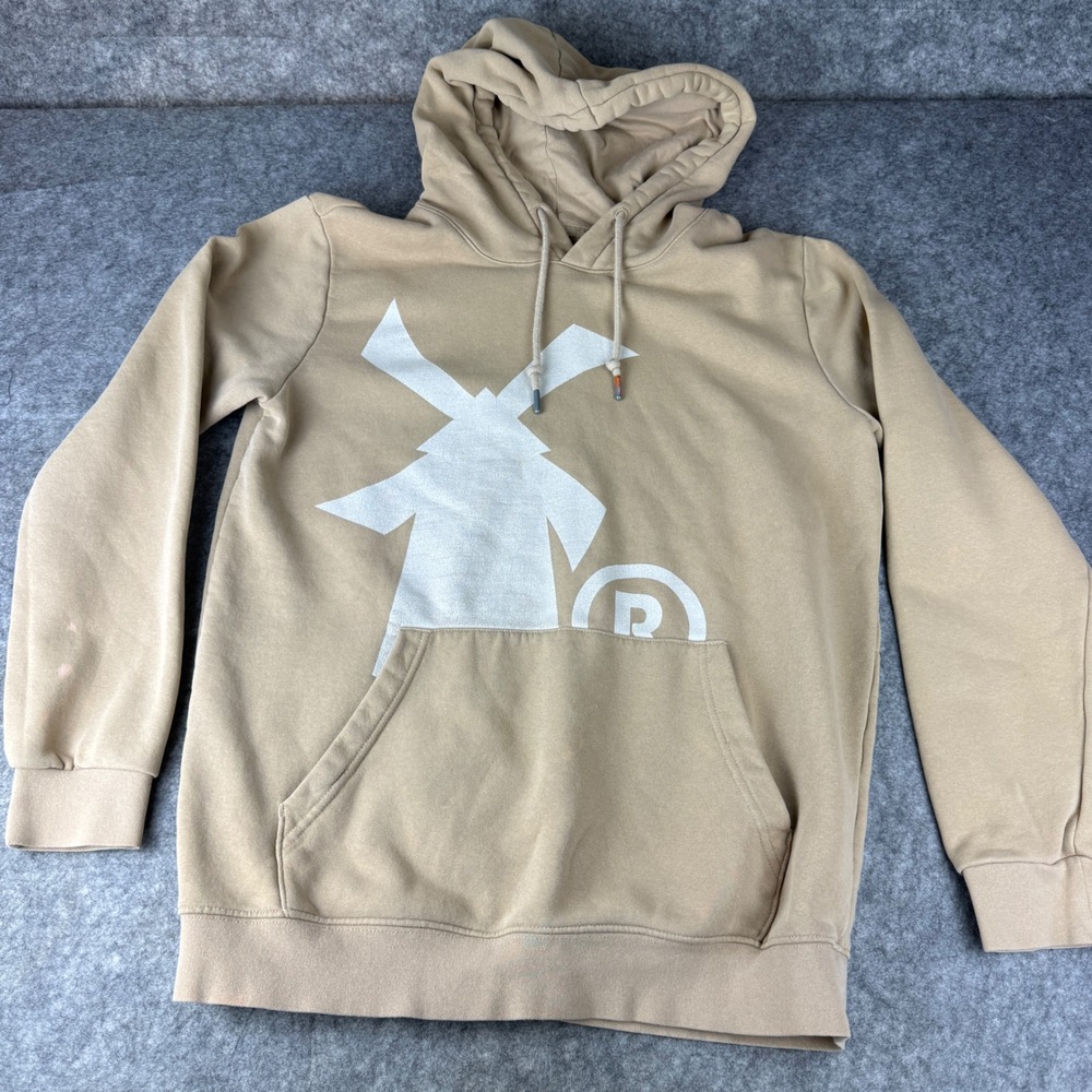 Dutch Bros Coffee Windmill Logo Graphic Hoodie Tan Khaki Mens Small